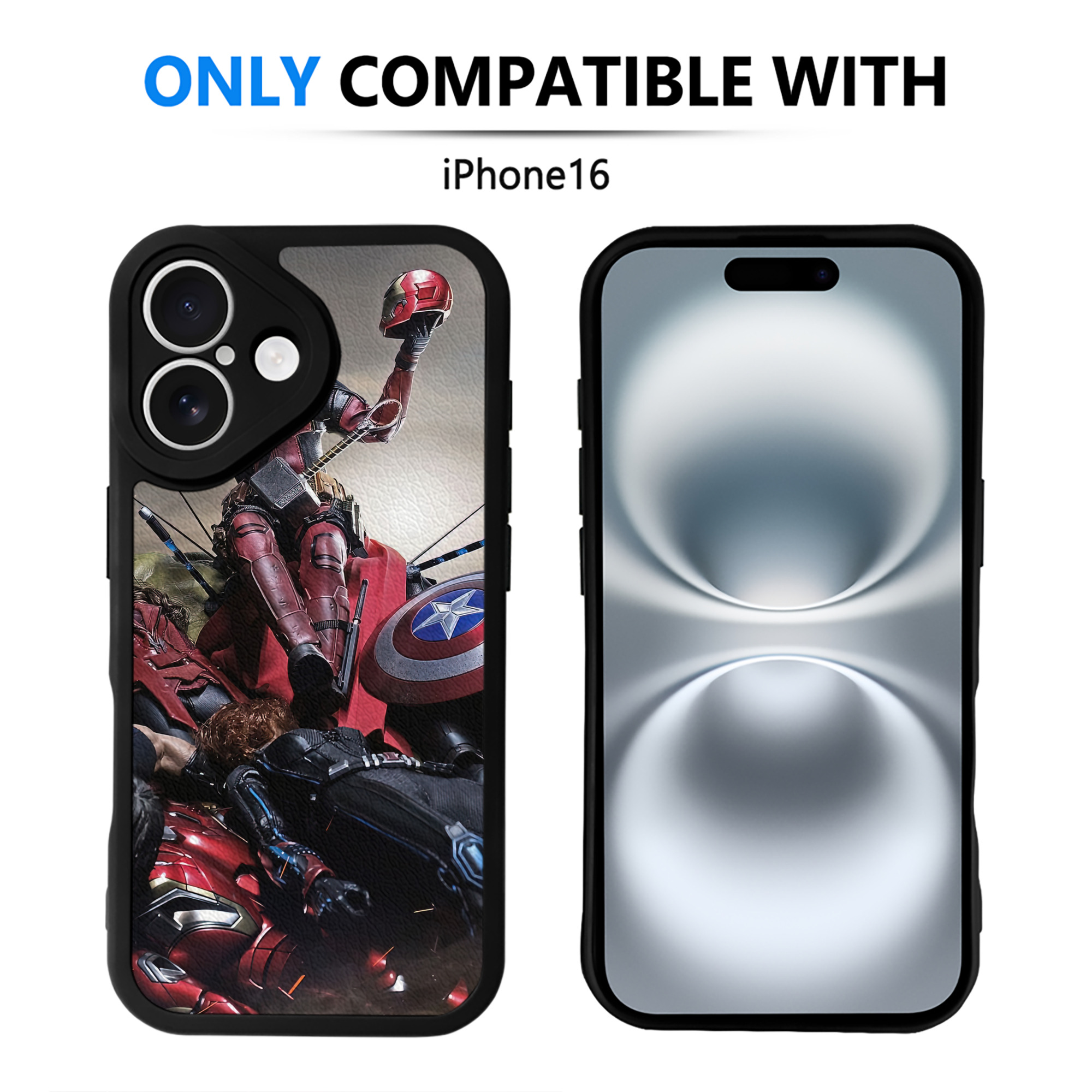 （画像用） Deadpool デッドプール 【iPhone 16シリーズ対応】シリコンスマホケース（レザー調） 材質：シリコン
